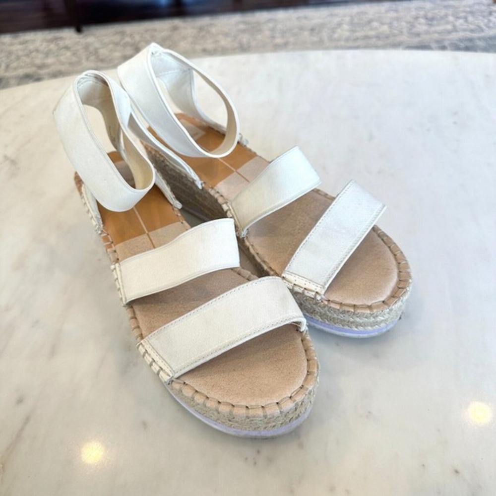 Dolce Vita Lury Espadrille Wedge Sandal White‎ Beachy Boho Casual Size 10